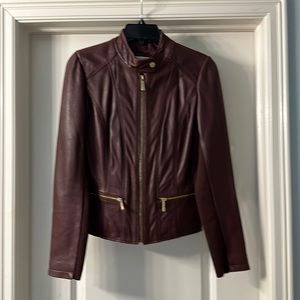 Like new Michael Kors leather jacket burgundy oxblood